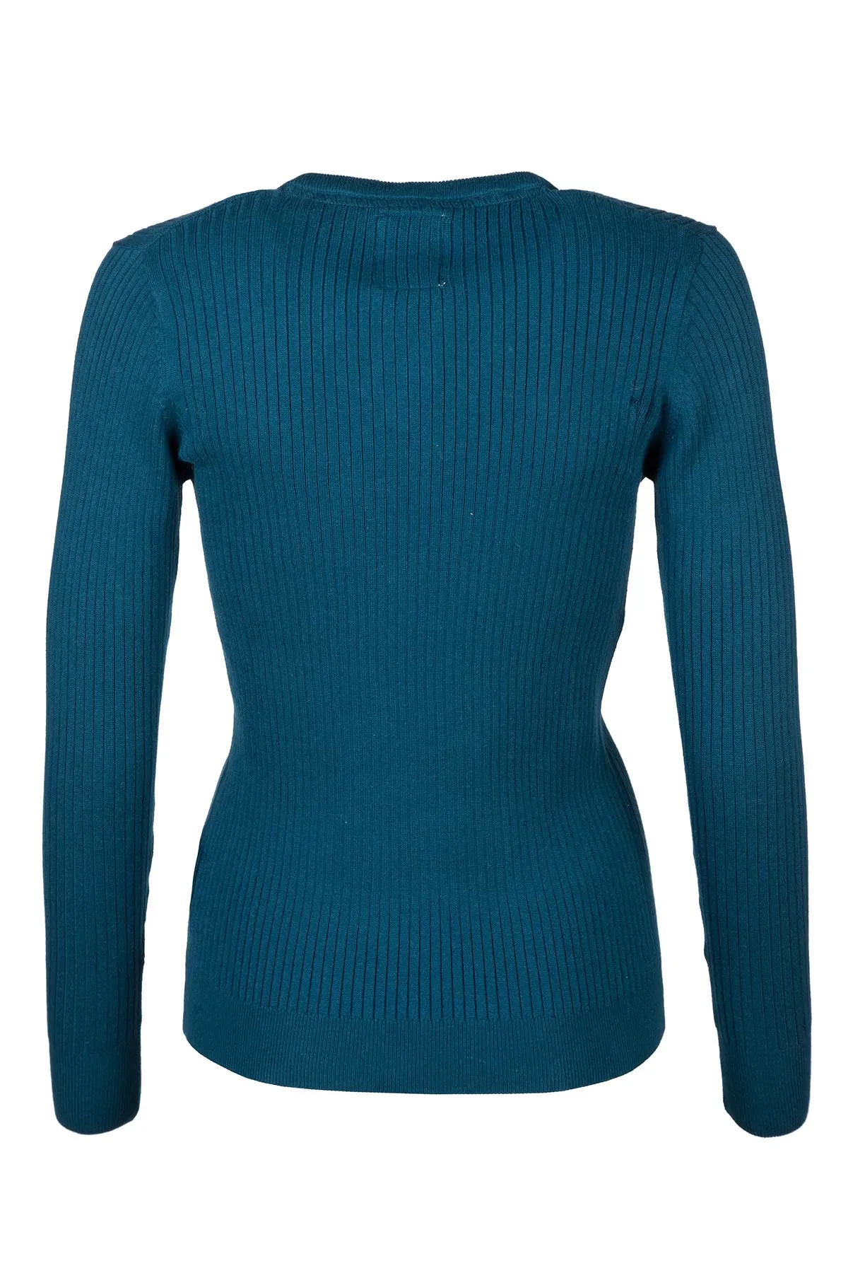 Ladies V Neck Ribbed Jumper - Gemma