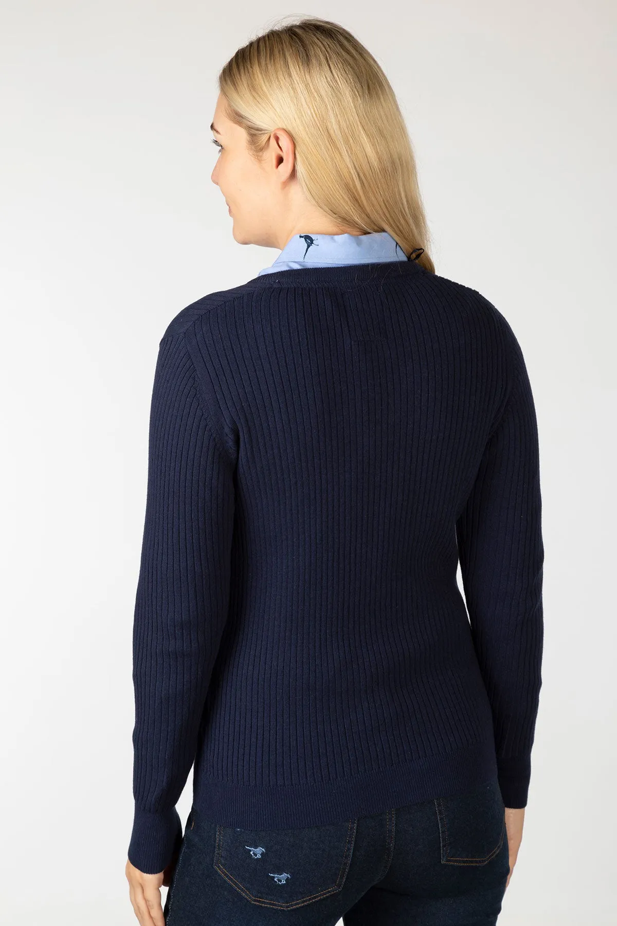 Ladies V Neck Ribbed Jumper - Gemma