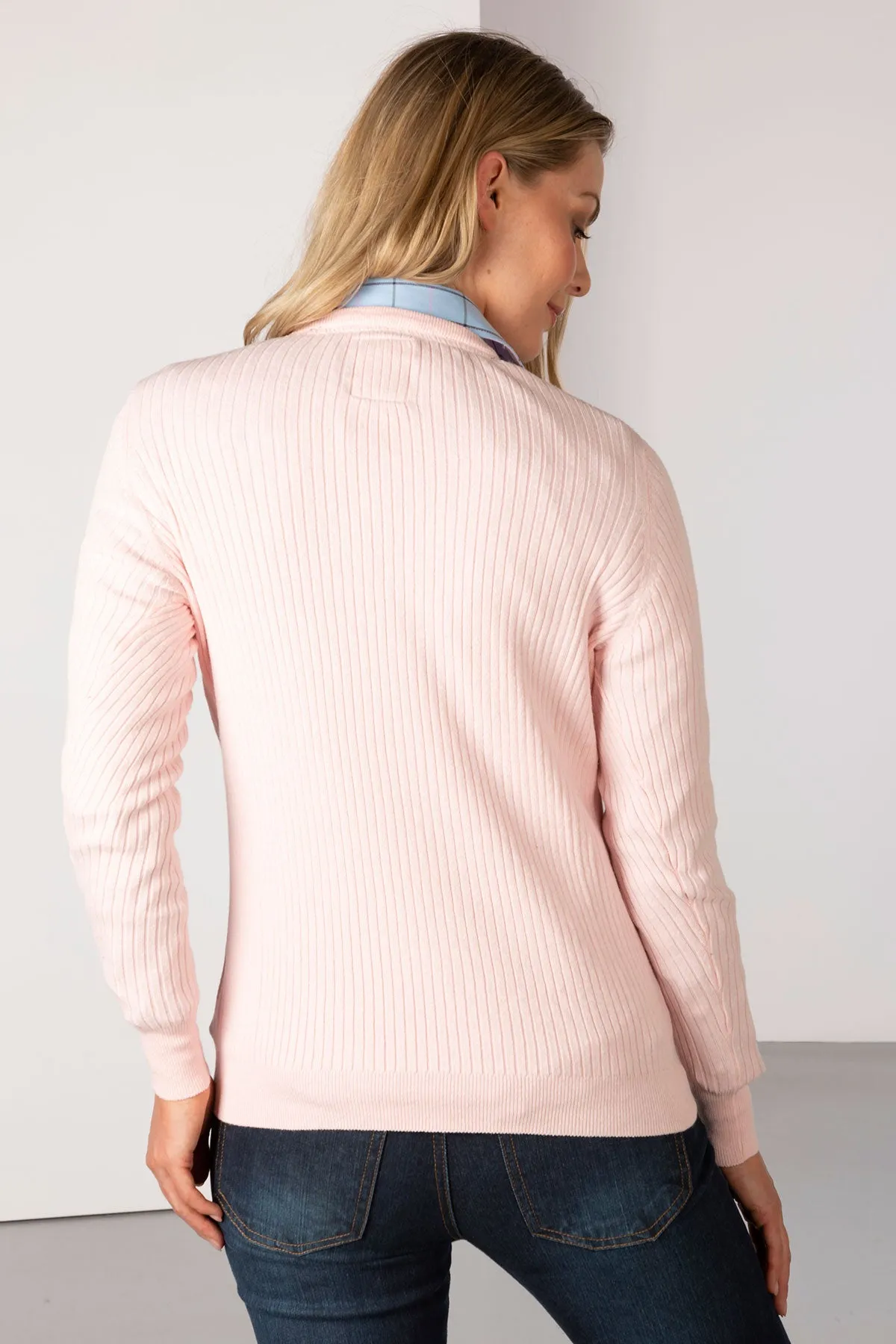 Ladies V Neck Ribbed Jumper - Gemma