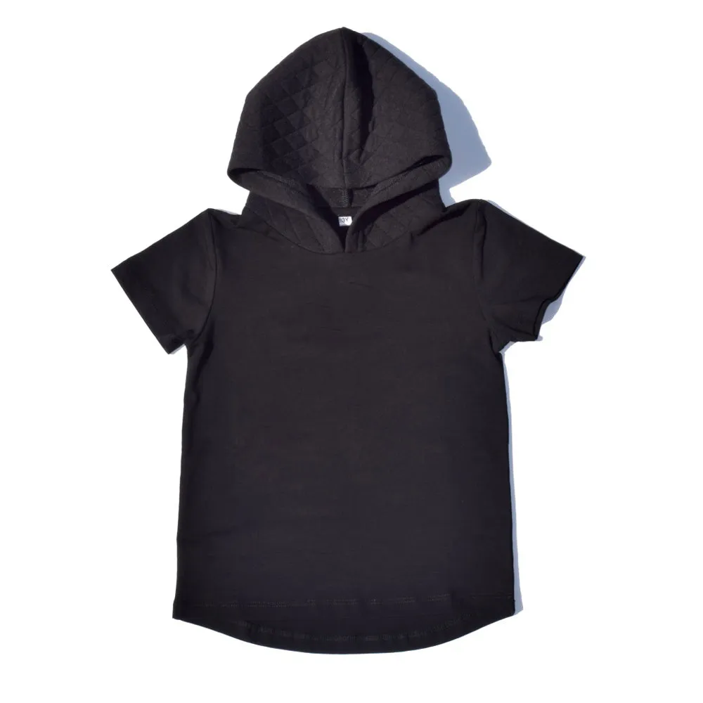 Little Lords Black Quilted Hooded Tee