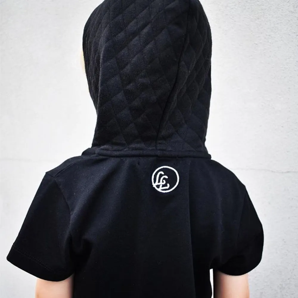 Little Lords Black Quilted Hooded Tee