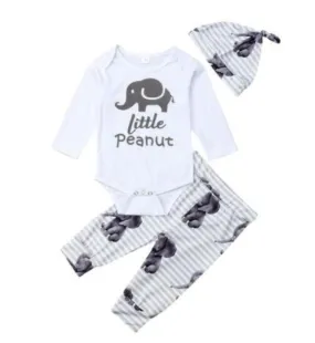 Little Peanut Elephant Romper with High Wasted Pants and Pumpkin Hat #200028