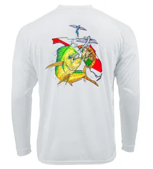 Lobo Lures Florida Mahi Fishing Long Sleeve Performance UPF50  Dri-fit T-Shirt