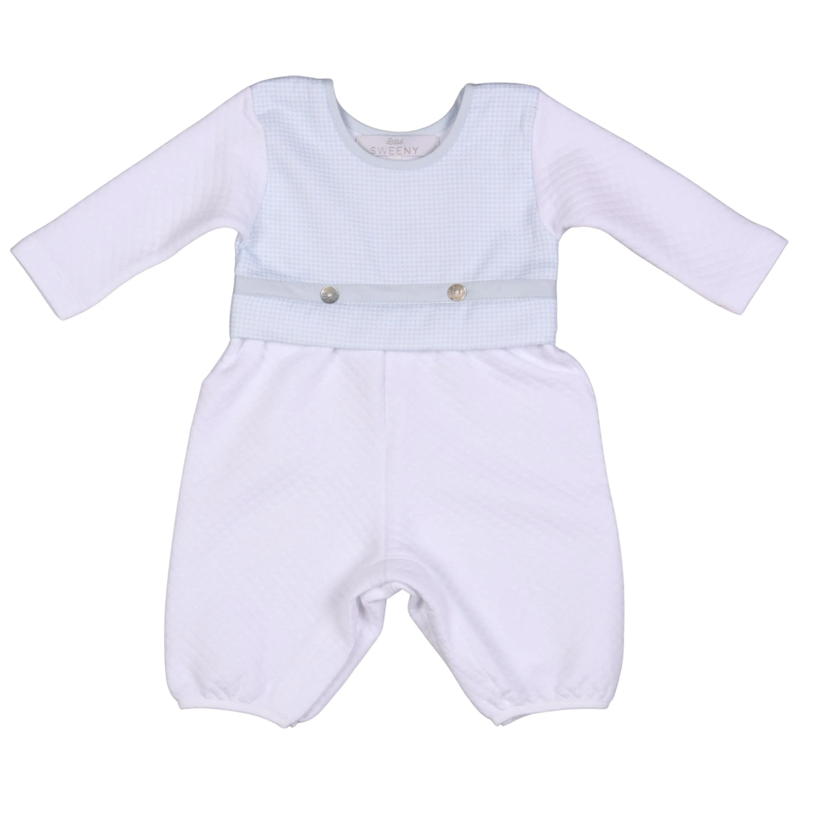 LUCAS | Boys Blue & White Quilted Cotton Romper