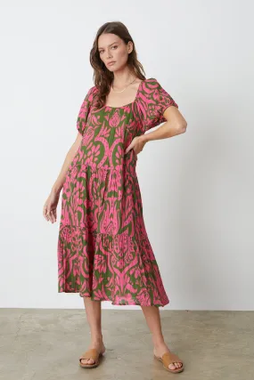 MADILYN PRINTED COTTON GAUZE MIDI DRESS