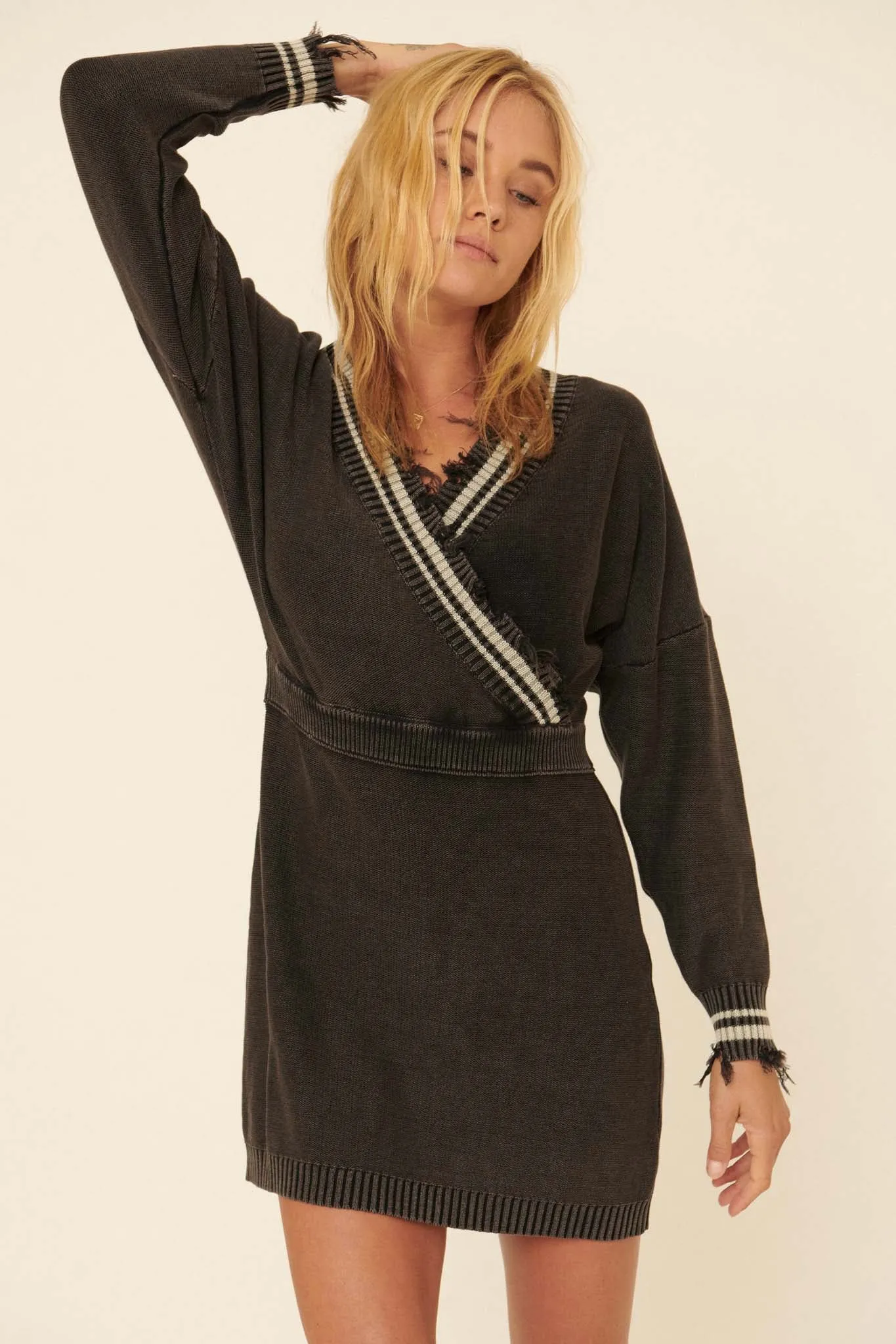 Match Point Distressed Varsity Sweater Dress