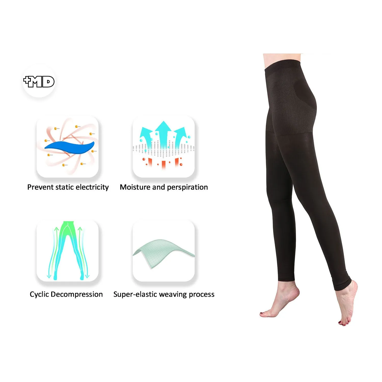 MD 15-20mmHg Warm Footless Compression Pantyhose For Winter