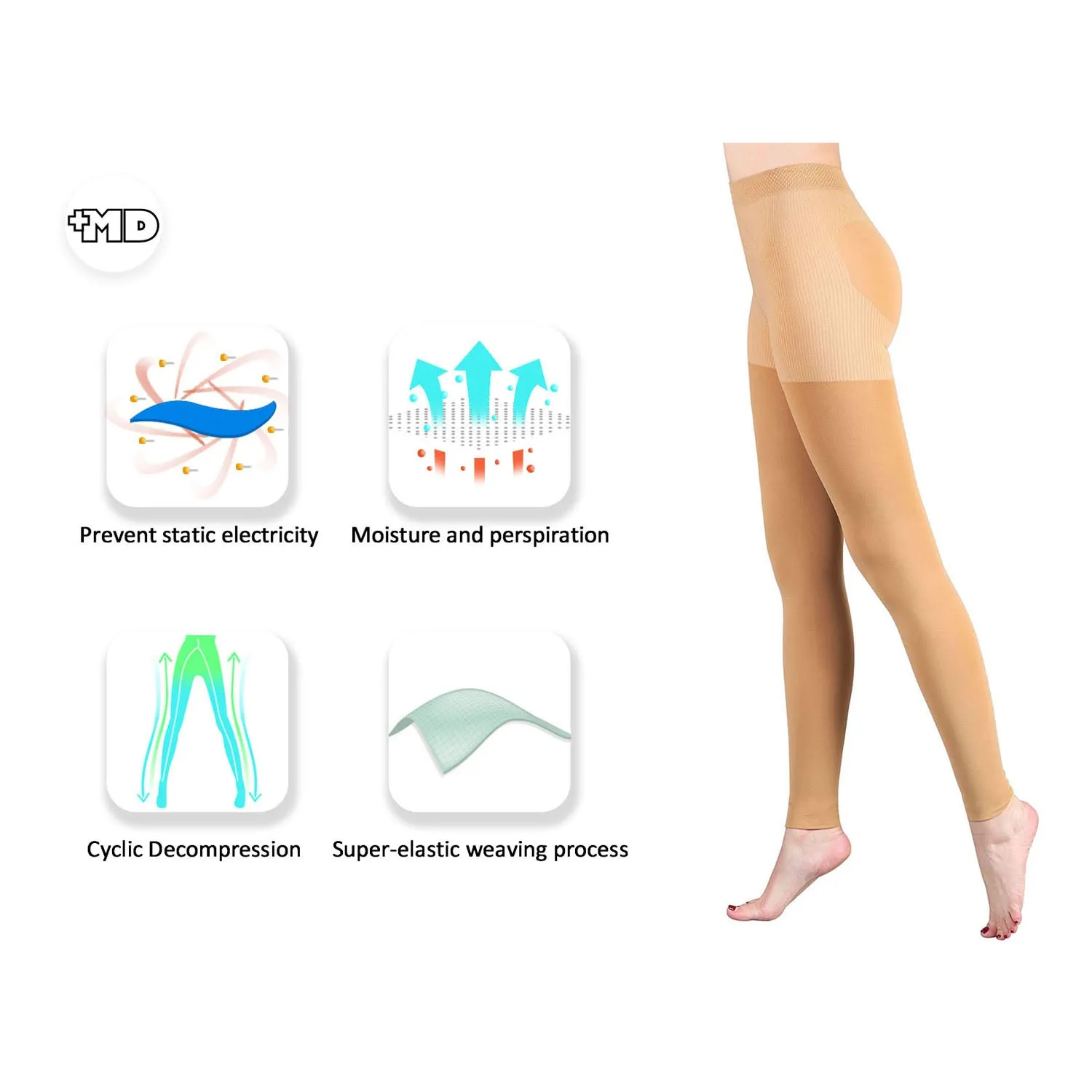 MD 15-20mmHg Warm Footless Compression Pantyhose For Winter