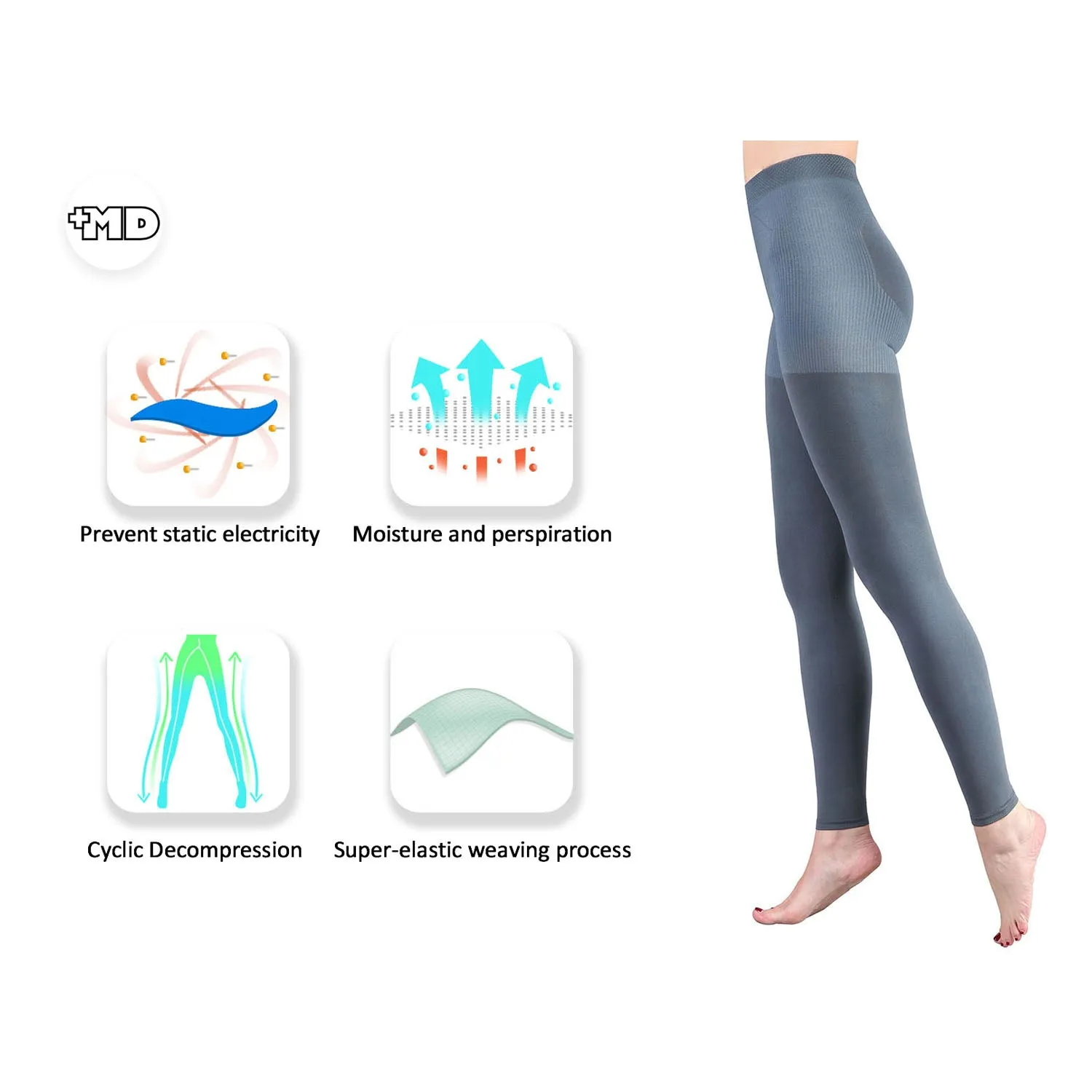 MD 15-20mmHg Warm Footless Compression Pantyhose For Winter