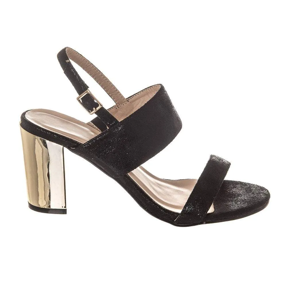 Medium Block Heel Buckle Fastening Sling Back 2 Strap Sandal