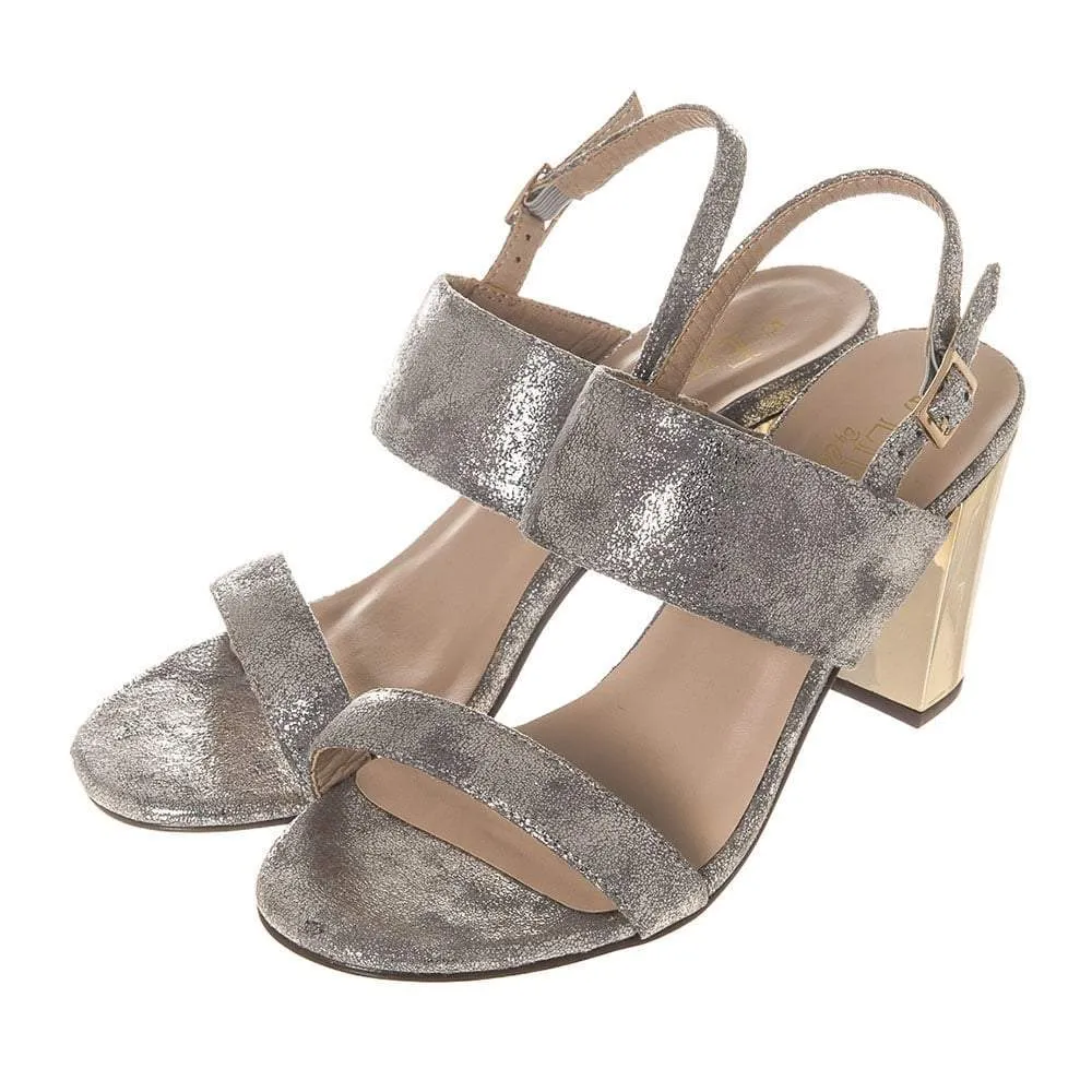 Medium Block Heel Buckle Fastening Sling Back 2 Strap Sandal