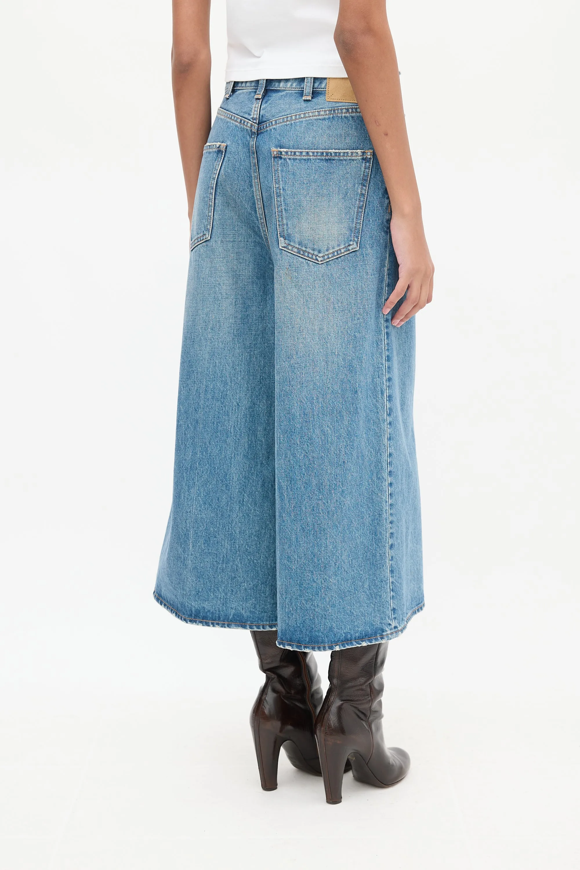 Medium Wash Wide Leg Culotte