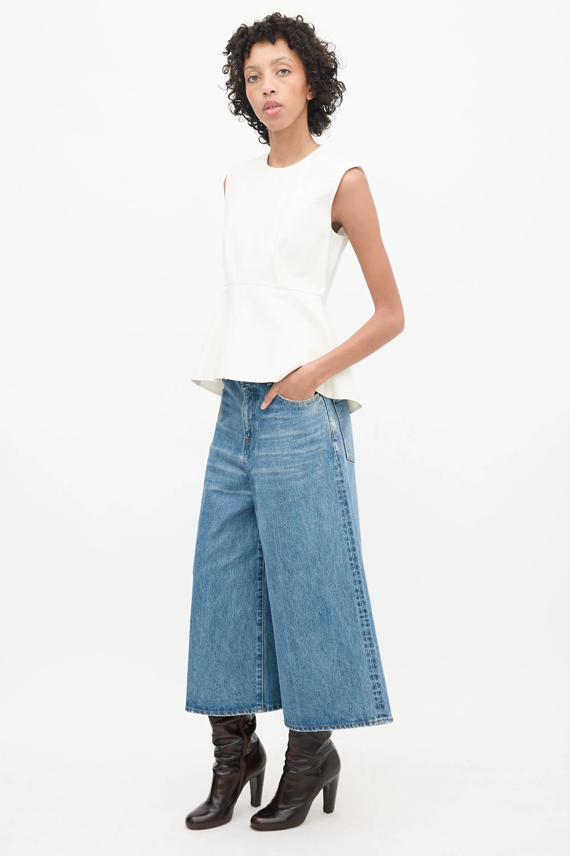 Medium Wash Wide Leg Culotte