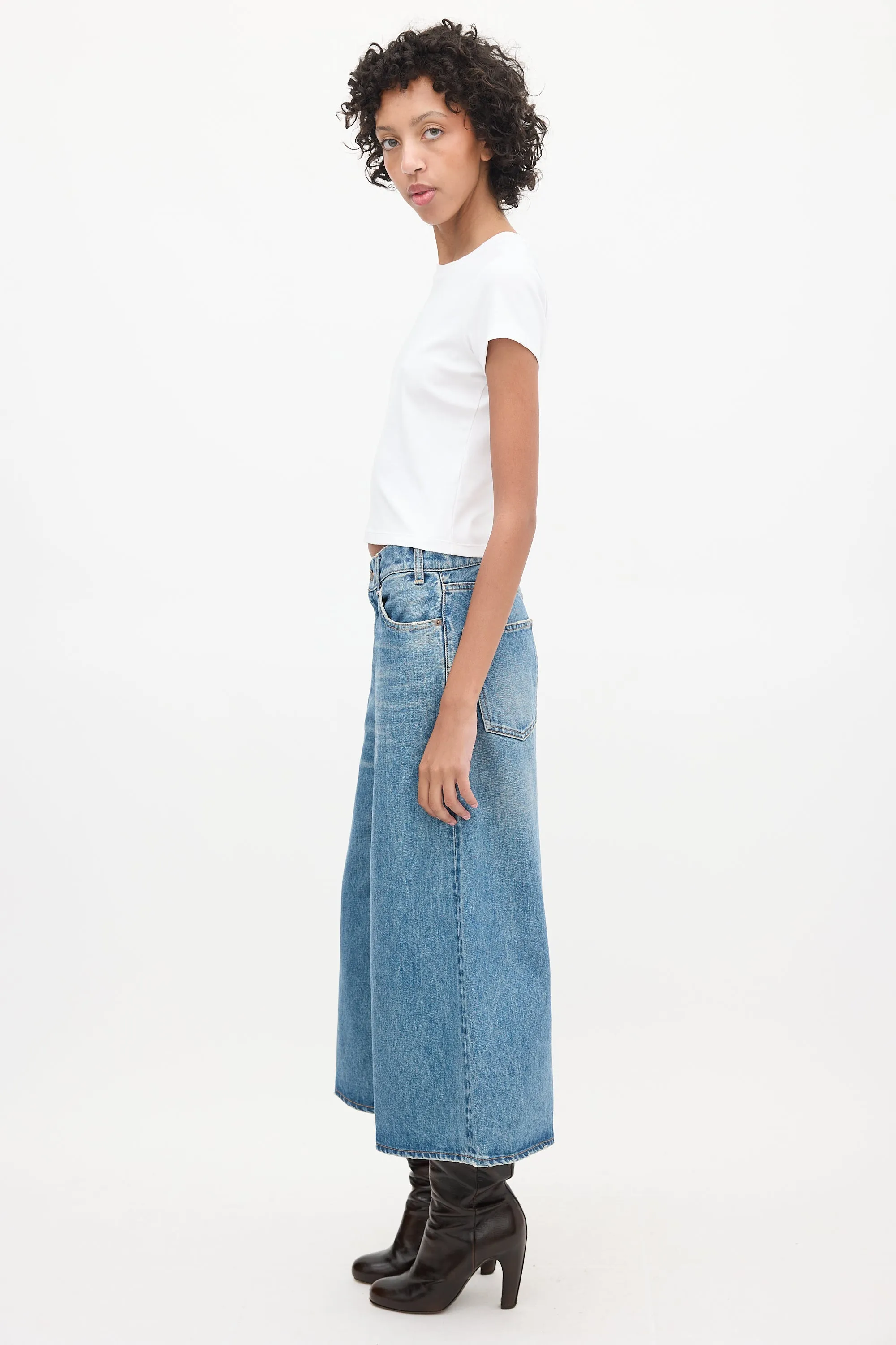 Medium Wash Wide Leg Culotte