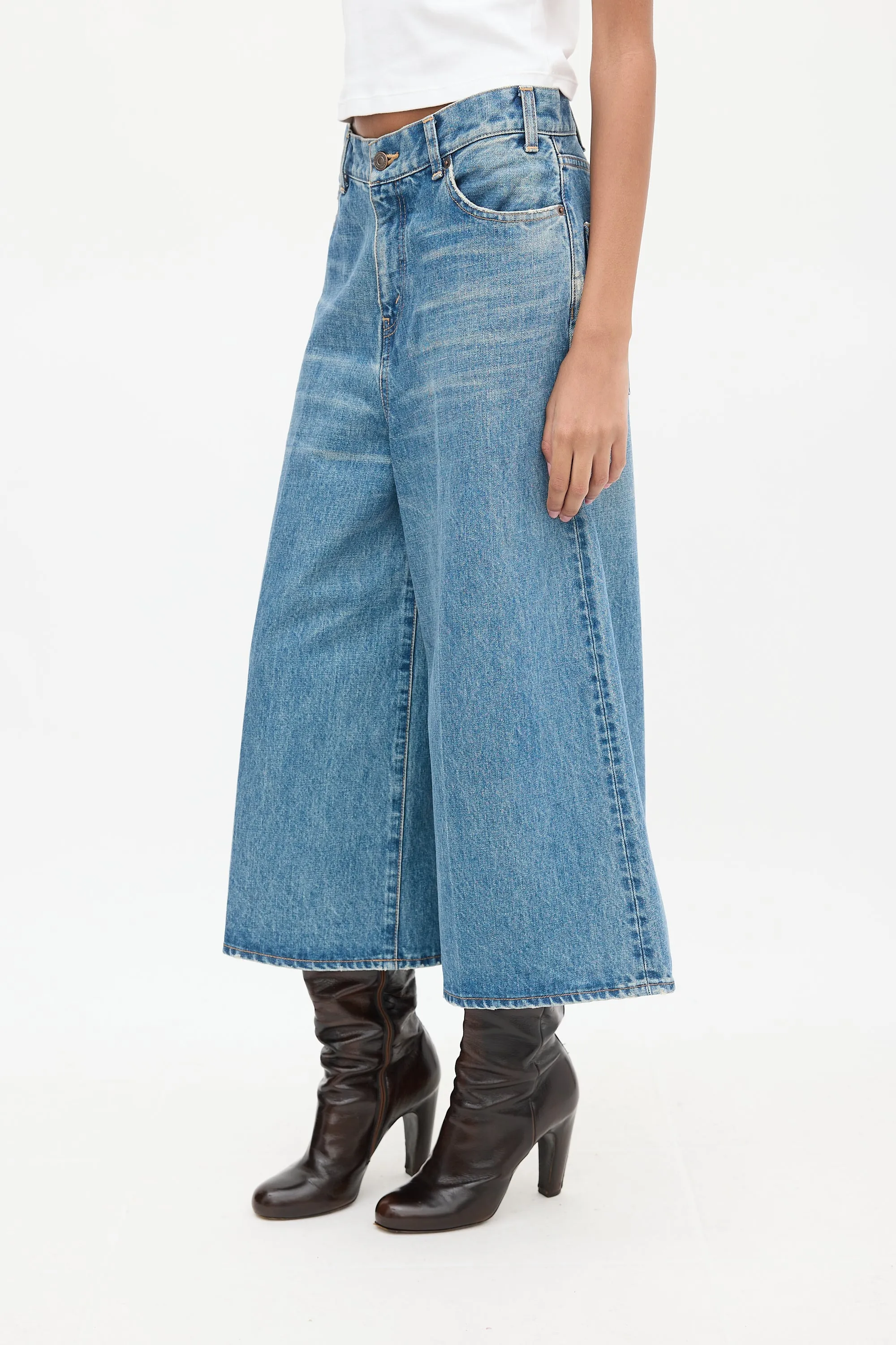 Medium Wash Wide Leg Culotte