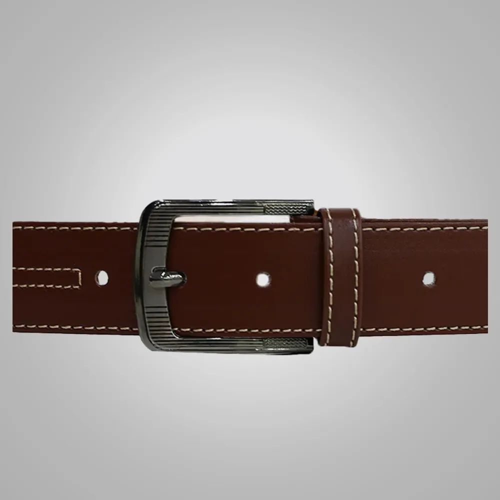 Men Best Mahogany Contrast Stitch brown Leather Belt