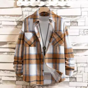 Men's Autumn And Winter Plaid Coat Shirt