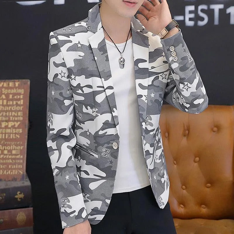 Men's Casual Camouflage Small Suit