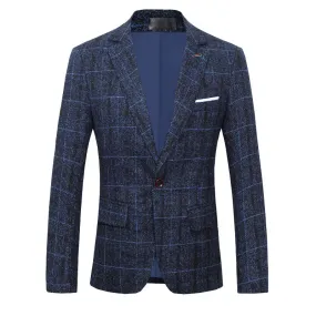 Men's Slim Fit Plaid Suit Coat