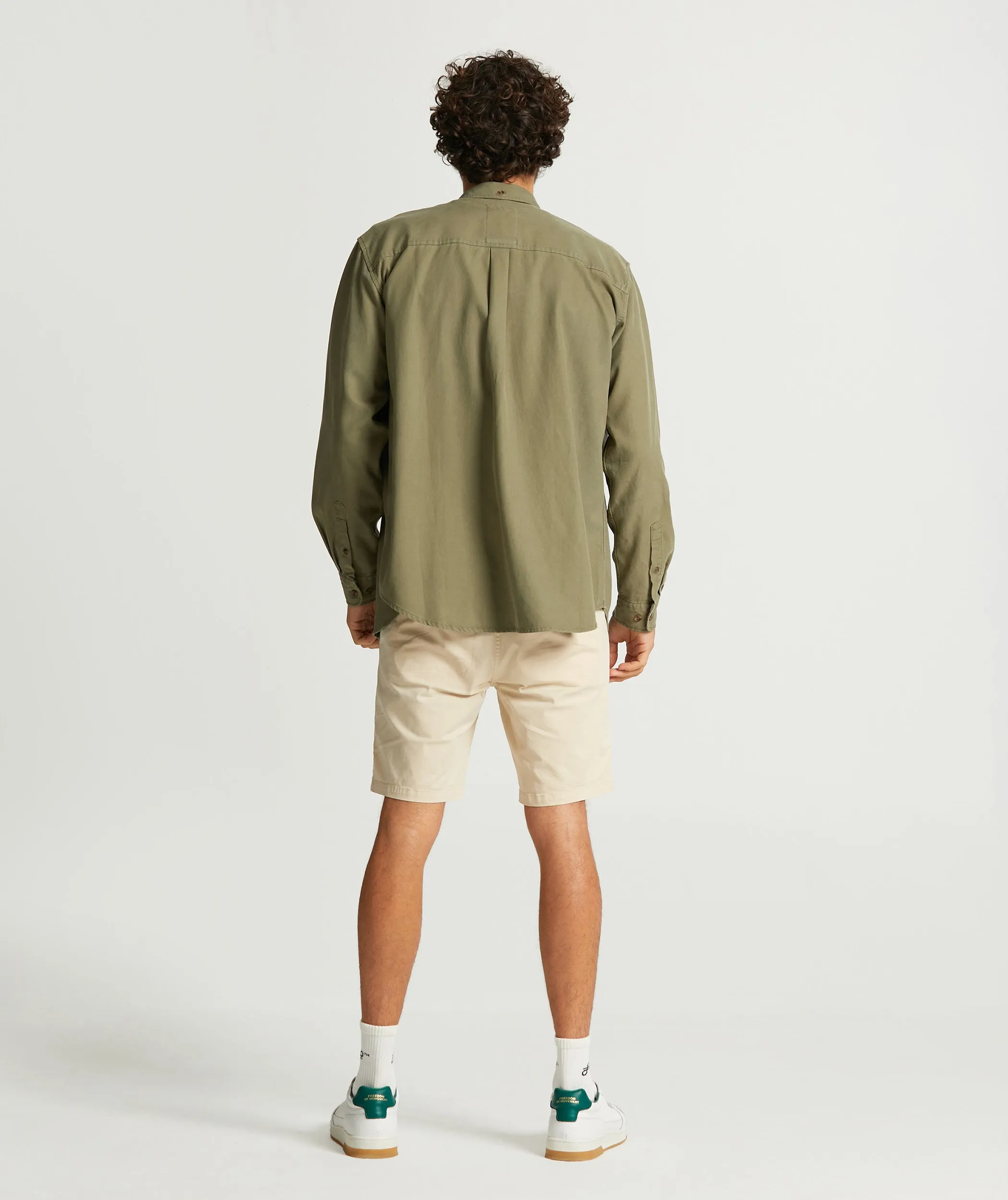 Mens Tencel Long Sleeve Shirt - Olive Green