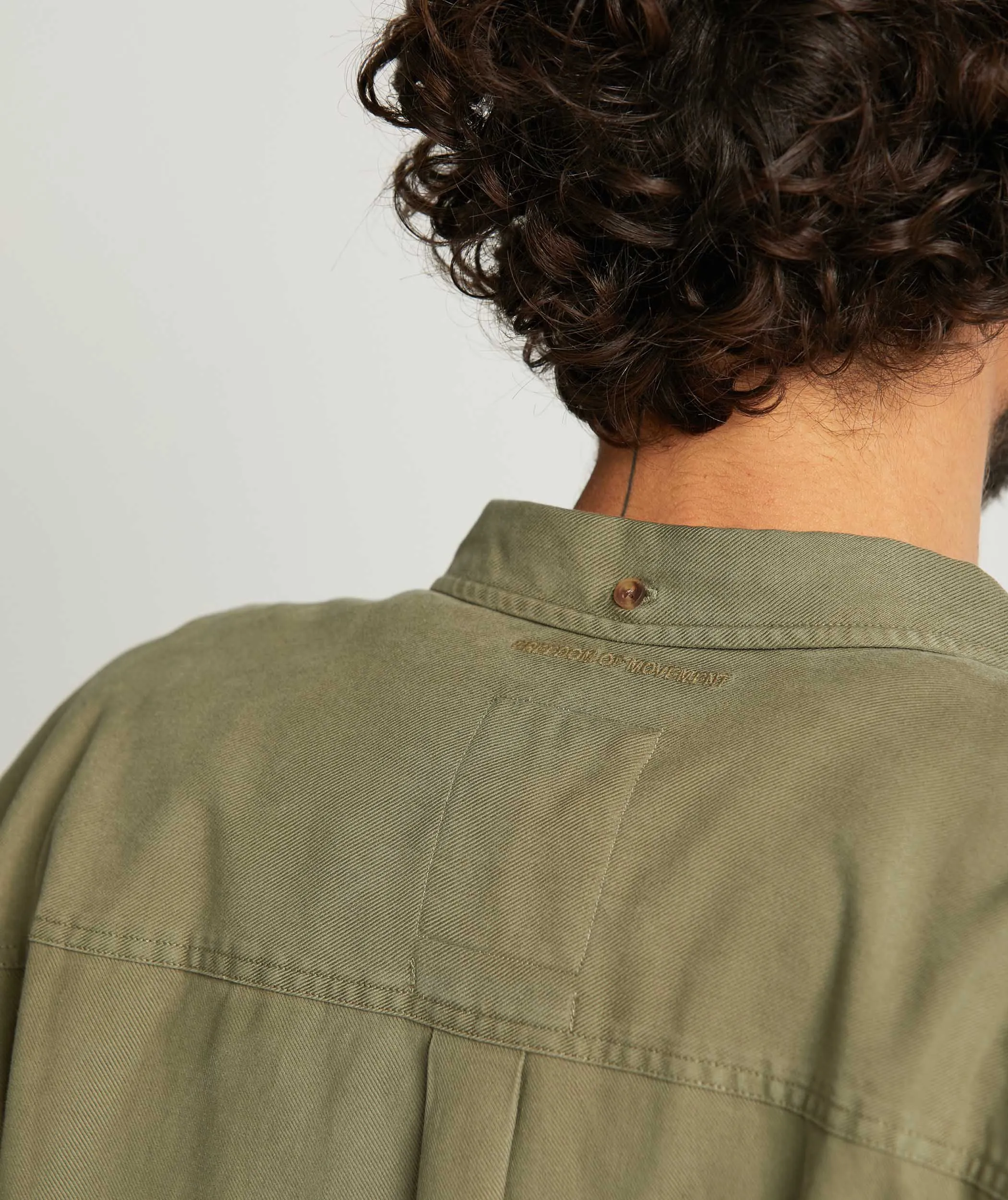 Mens Tencel Long Sleeve Shirt - Olive Green