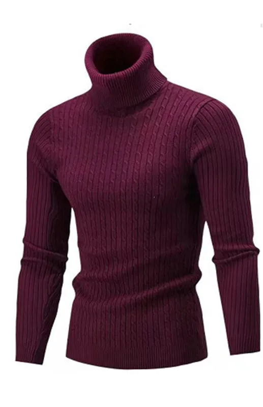 Men's Warm Turtleneck Casual Slim Fit Fall Winter Knitted Pullover Sweaters