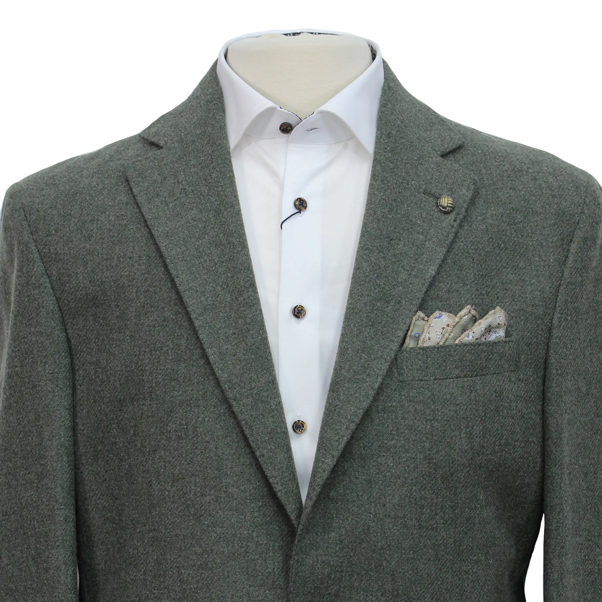 Mid Green Milled Vitale Barberis Wool Madison Contemporary Fit Sport Jacket