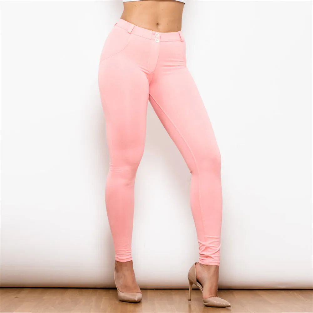 Middle Waist Pink Knitted Leggings