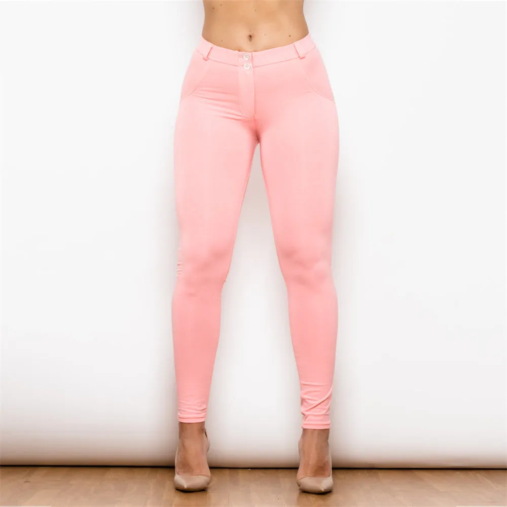 Middle Waist Pink Knitted Leggings