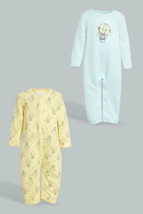 Mint/Yellow Balloon Quilted Romper Set (2 Piece)