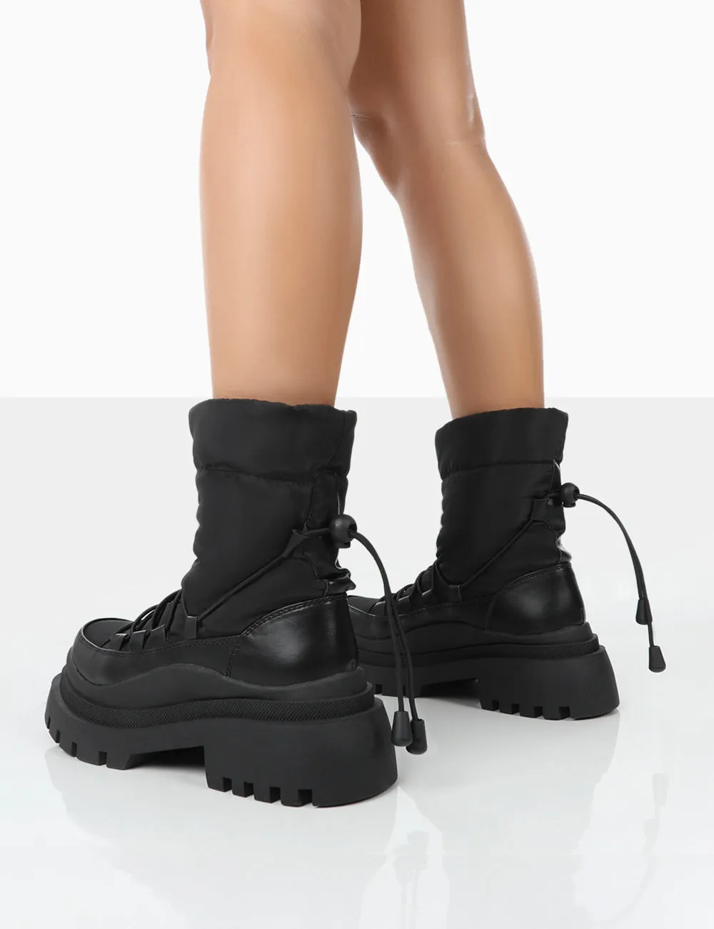 Mischa Black Platform Chunky Sole Winter Boots