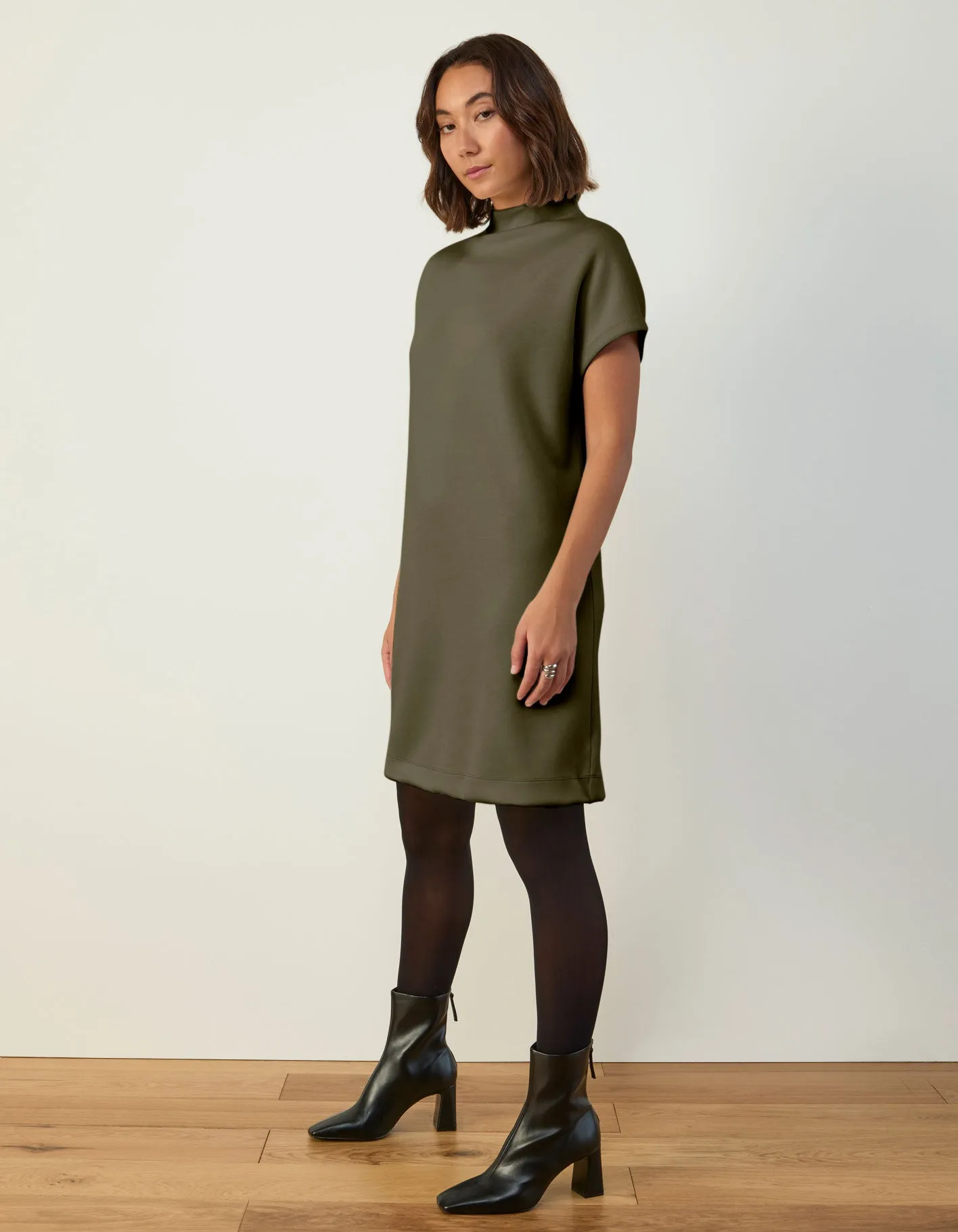 Mock Neck Shift Dress