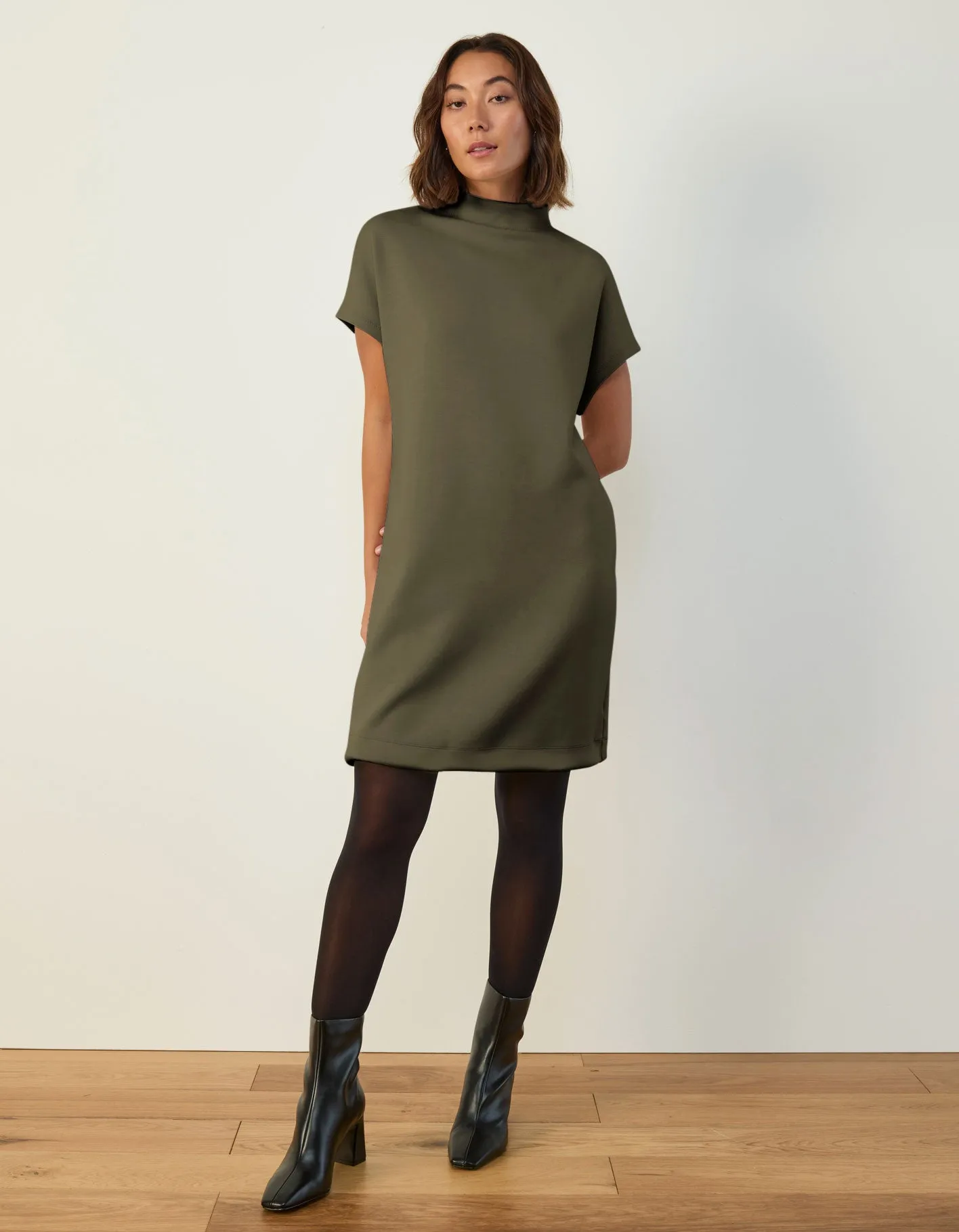 Mock Neck Shift Dress