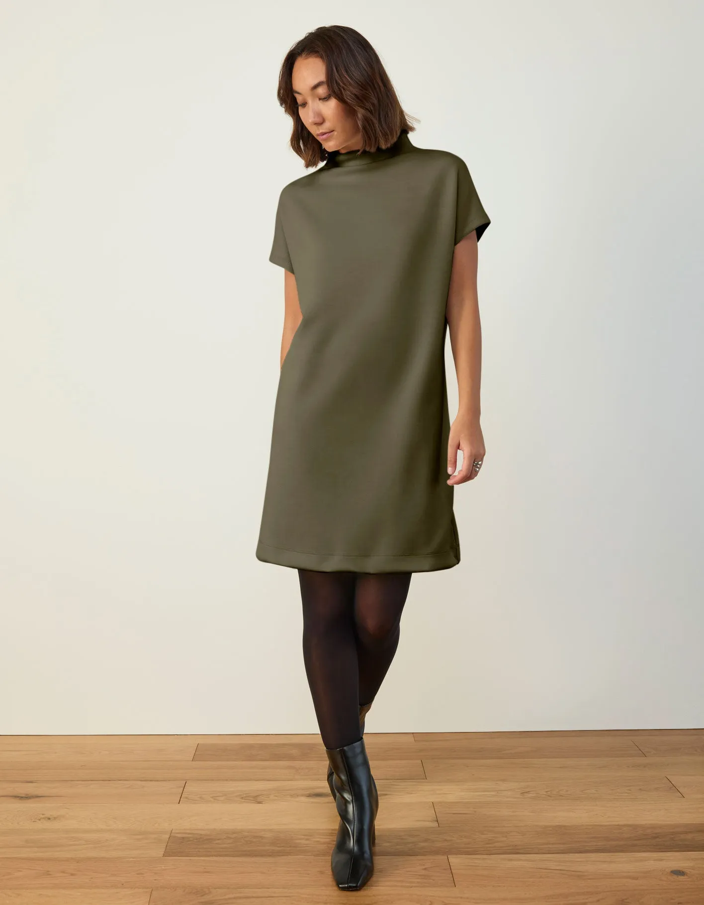 Mock Neck Shift Dress