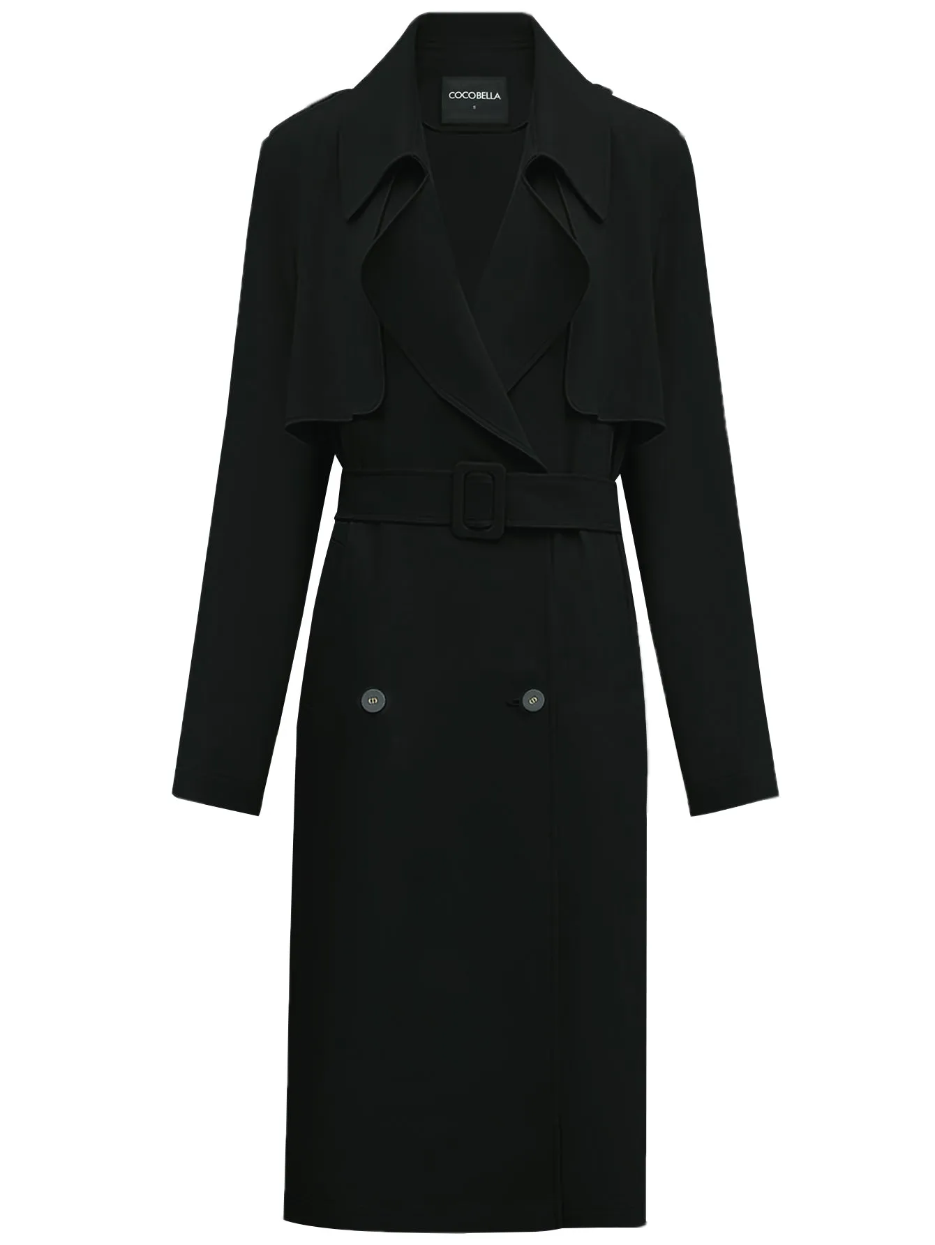 Modern Two-way Draped Ruffled Trenched Coat