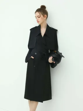 Modern Two-way Draped Ruffled Trenched Coat