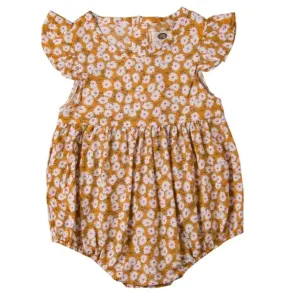 Mustard Floral Fly Sleeve Romper #1000262