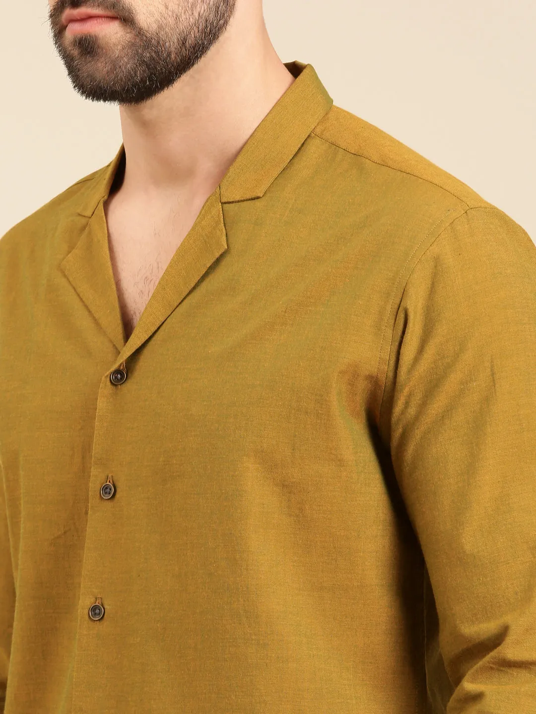 Mustard Green Malai Cotton Shirt - MM0857