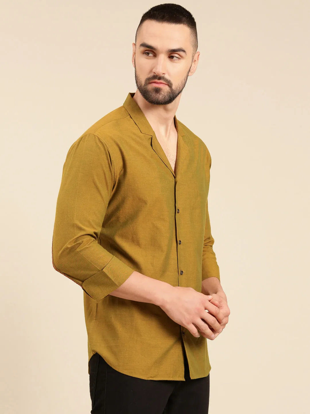 Mustard Green Malai Cotton Shirt - MM0857