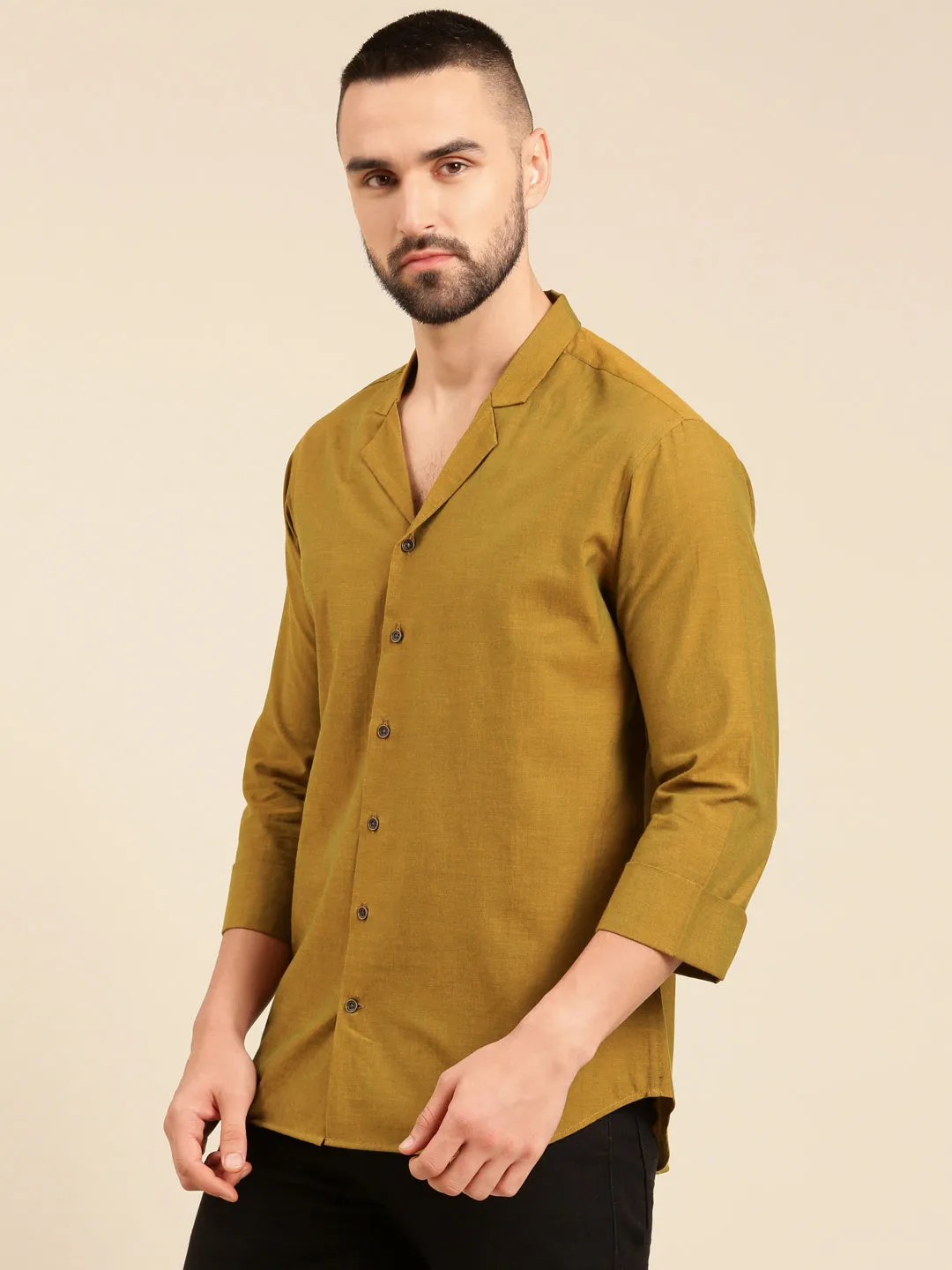 Mustard Green Malai Cotton Shirt - MM0857