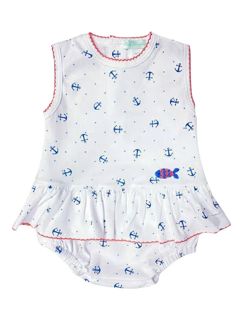 Nautical Print girl's romper