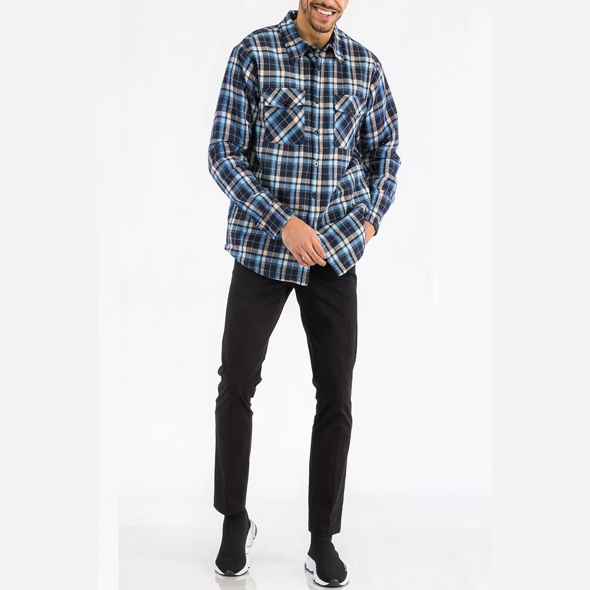 Navy & Blue Quilted Flannel Shirt