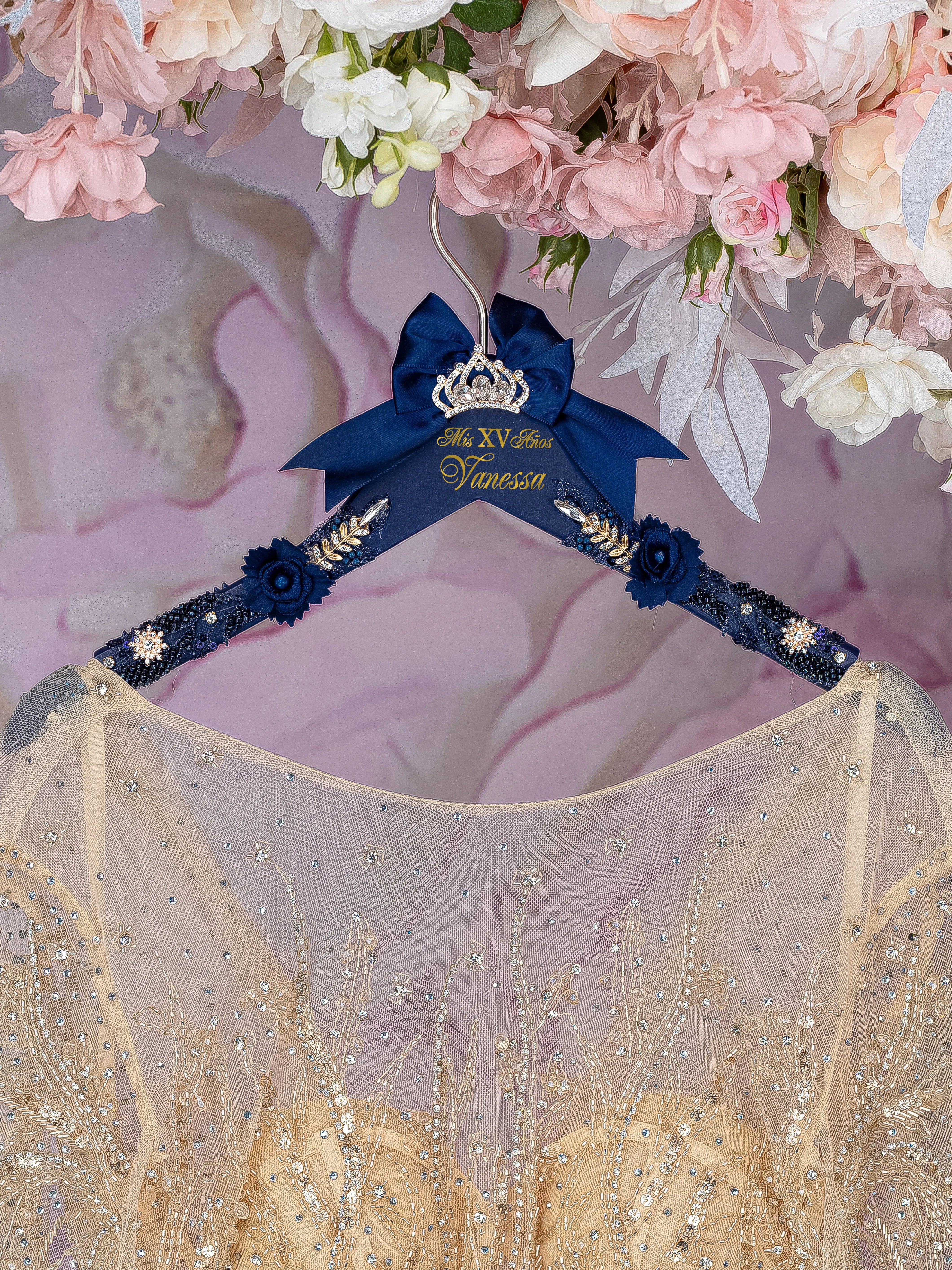 Navy blue quinceanera dress hanger