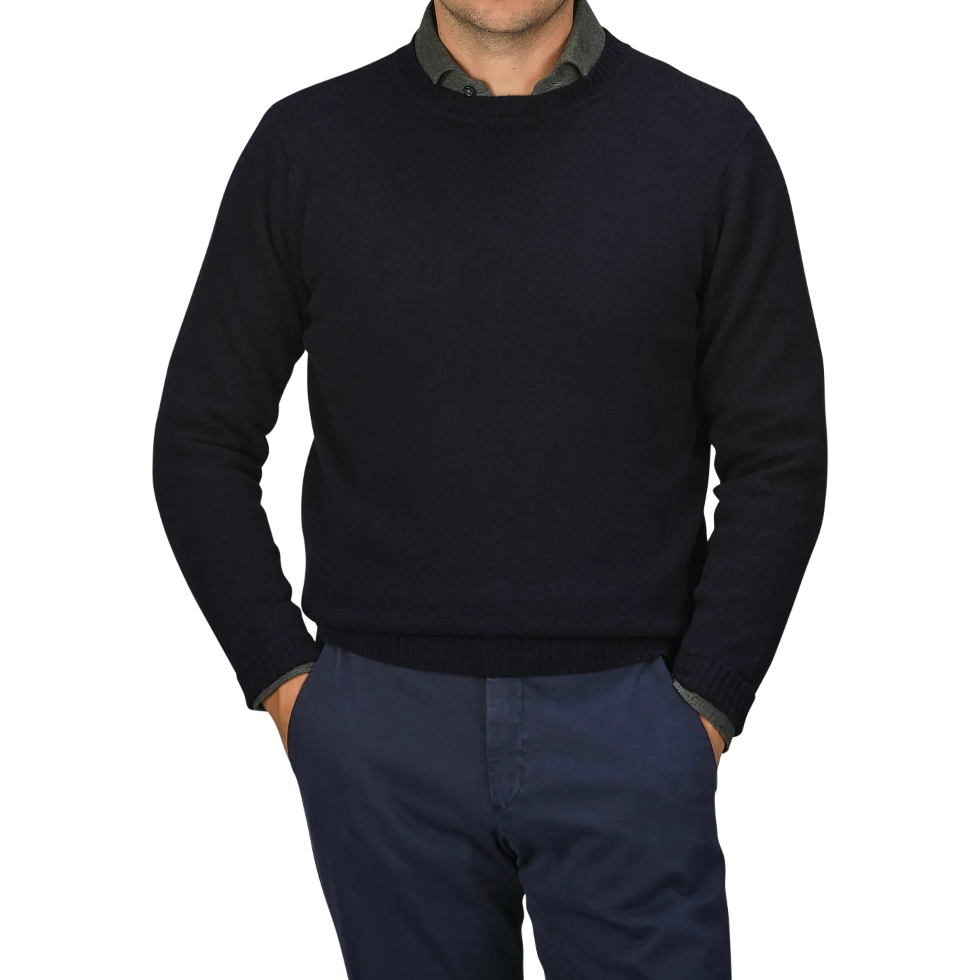 Navy Crewneck Lambswool Sweater