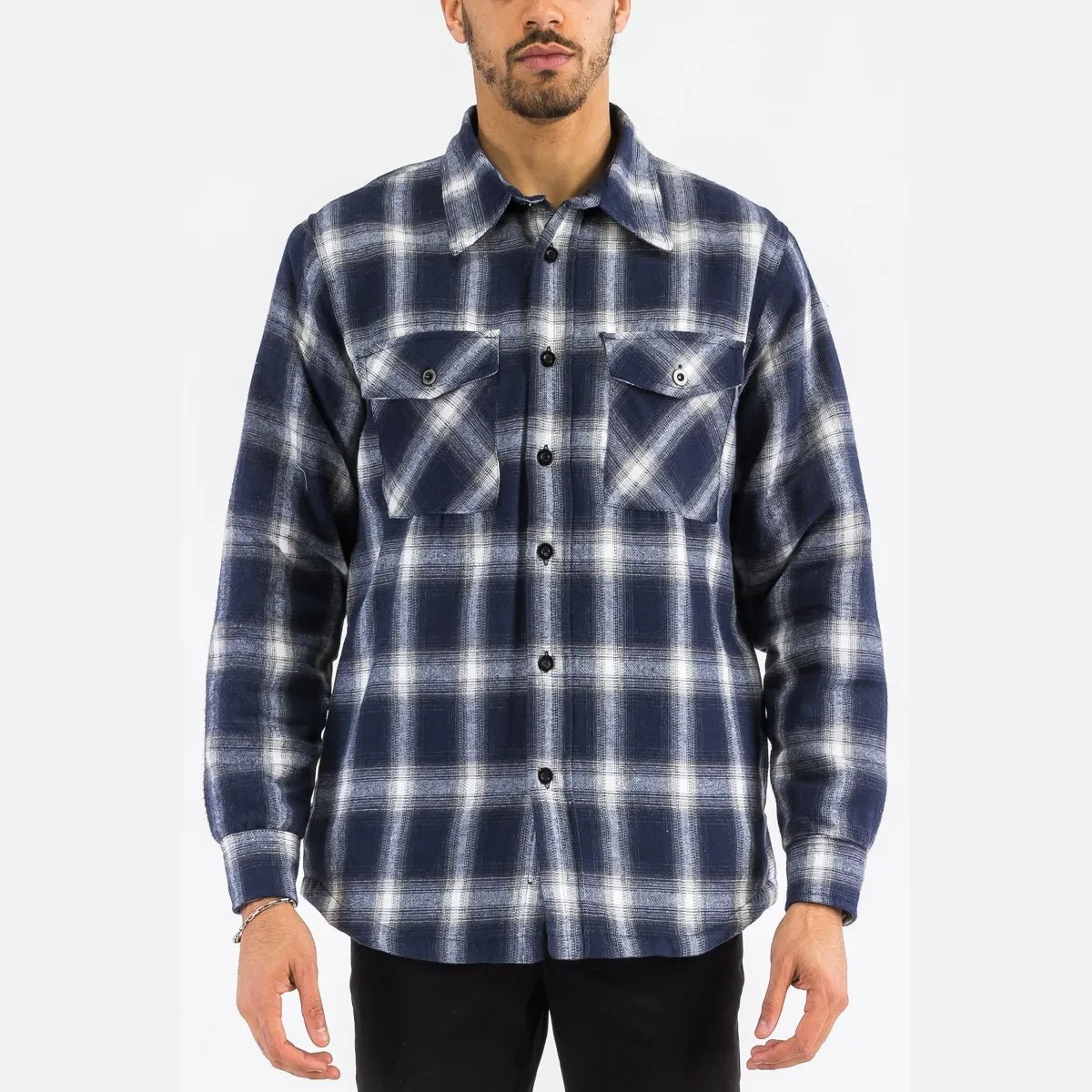 Navy Quilted Flannel Shirt