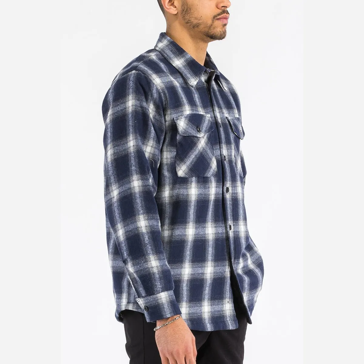 Navy Quilted Flannel Shirt