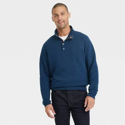 New - Goodfellow & Co Men's Pullover Sweatshirts Diamond Quilted Pattern Snap Placket