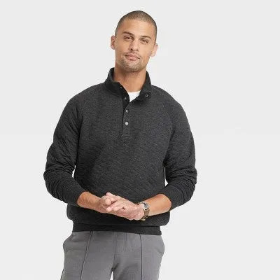 New - Goodfellow & Co Men's Pullover Sweatshirts Diamond Quilted Pattern Snap Placket