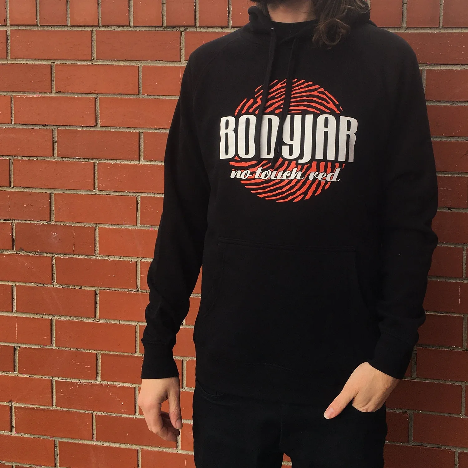 No Touch Red Pullover Hoodie (Black)