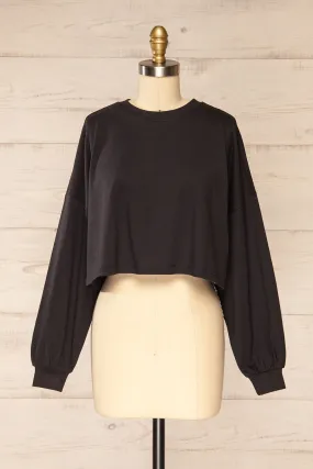 Obregon | Cropped Black Crew Neck Sweater